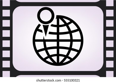 World map with pointer marks icon vector EPS 10, abstract sign flat design,  illustration modern isolated badge for website or app - stock info graphics.