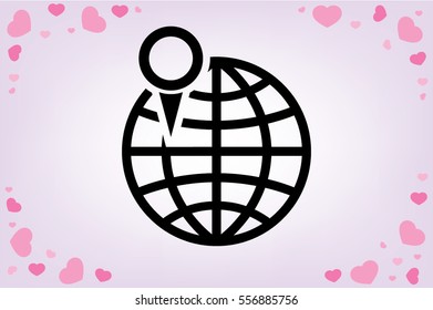 World map with pointer marks icon vector EPS 10, abstract sign flat design,  illustration modern isolated badge for website or app - stock info graphics. 