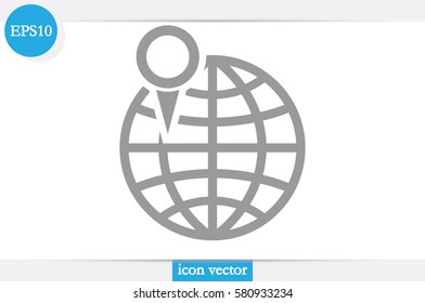 World map with pointer marks icon vector EPS 10, abstract sign flat design,  illustration modern isolated badge for website or app - stock info graphics 