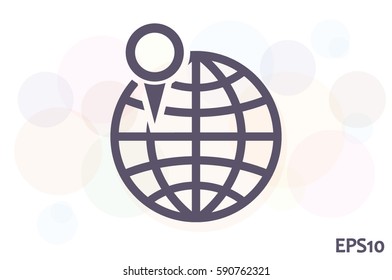 World map with pointer marks icon vector EPS 10, abstract sign flat design,  illustration modern isolated badge for website or app - stock info graphics 