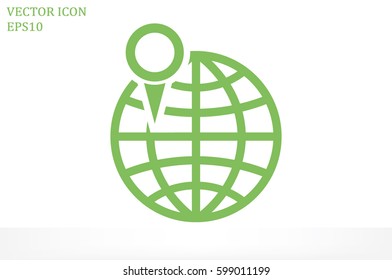 World map with pointer marks icon vector EPS 10, abstract sign flat design,  illustration modern isolated badge for website or app - stock info graphics.