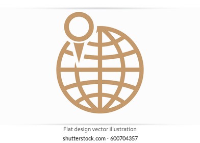 World map with pointer marks icon vector EPS 10, abstract sign flat design,  illustration modern isolated badge for website or app - stock info graphics.