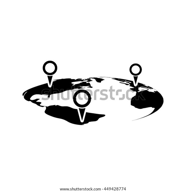 World Map Pointer Marks Icon Vector Stock Vector Royalty Free 449428774