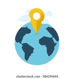 World with map pointer. Vector illustration