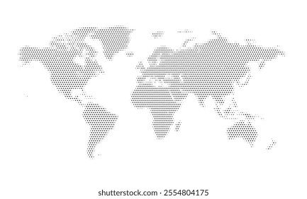 World map from points. World map and continents from dots on white background. Vector illustration.