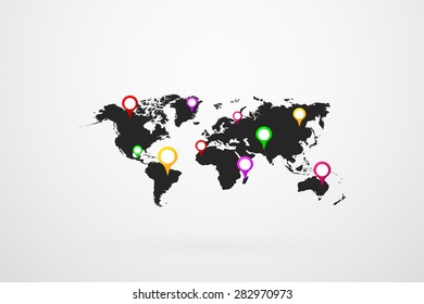 World Map Points Of Interest Vector