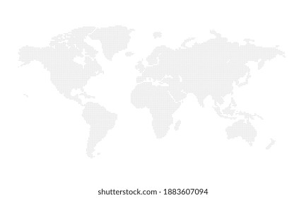 Weltkarte von Punkten. Umriss-Weltkarte und Kontinente mit Punkten auf weißem Hintergrund. Vektorgrafik.
