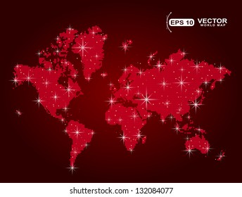 World map in points with spot lights effect sample