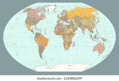 World Map Political Arabic Language Version Winkel-Tripel projection