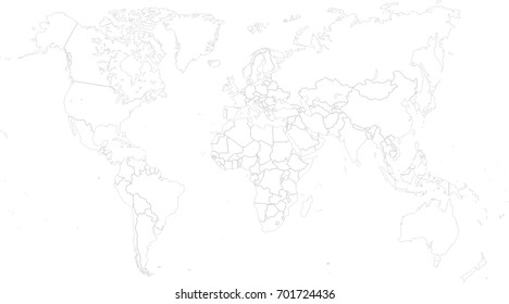 World Map Political Contour Vector Illustration