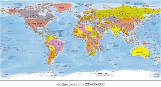 World Map Political Dutch Language Equirectangular projection svg