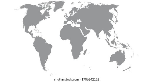 World map. Political map of the world in gray in flat style on a white background