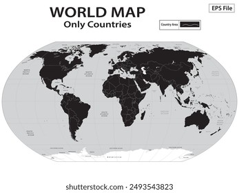 World map. Political maps of North and South America, Europe and Asia, Africa and Australia continents. World map countries and country names. 