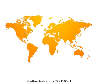 World Map political orange on an isolated background. Vector illustration EPS-10 