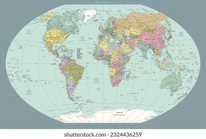 World Map Political Turkish Language Version Winkel-Tripel projection