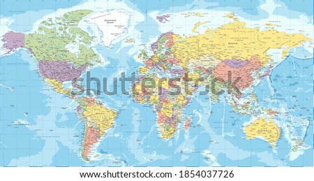 World Map - Political - Vector Detailed Illustration