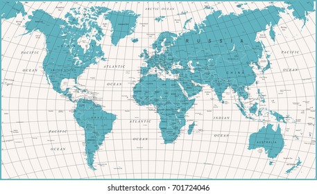 World Map Political Vintage Vector illustration