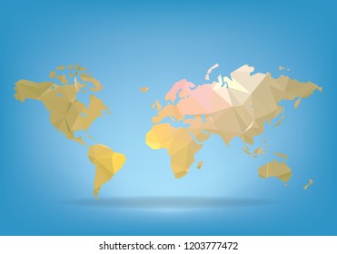World Map Polygon Geometry Concept, Vector EPS 10.
