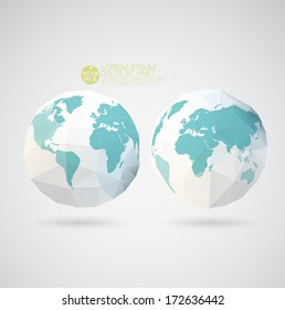 World map with polygon textured isolated on background, vector illustration