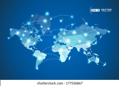  World Map polygonal with spot lights effect