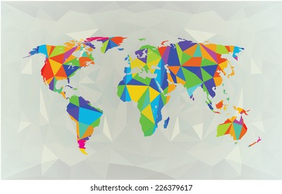 Mapa mundial de estilo poligonal. Color en blanco. mapa político