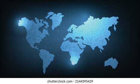 Mapa mundial de geografía poligonal.Global en patrón poligonal.