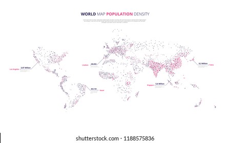 Royalty-free Stippled vector map of global population density ...