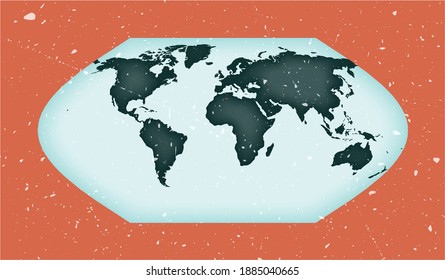 World Map Poster. Eckert V projection. Vintage World shape with grunge texture. Astonishing vector illustration.