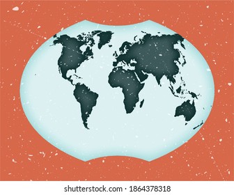 World Map Poster. Ginzburg VI projection. Vintage World shape with grunge texture. Modern vector illustration.