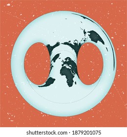 World map poster. Hammer retroazimuthal projection. Vintage world shape with grunge texture. Amazing vector illustration.