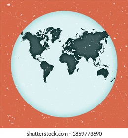 World Map Poster. Van der Grinten projection. Vintage World shape with grunge texture. Astonishing vector illustration.