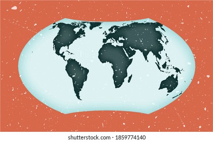 World Map Poster. Wagner VII projection. Vintage World shape with grunge texture. Classy vector illustration.