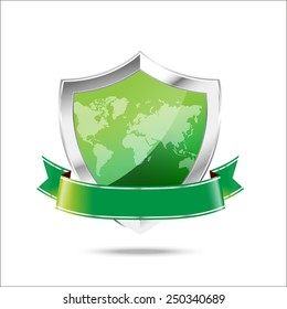 World map protection metal shield  on the white backgroundvector illustration