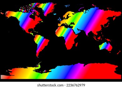 World Map Rainbow Colors HD