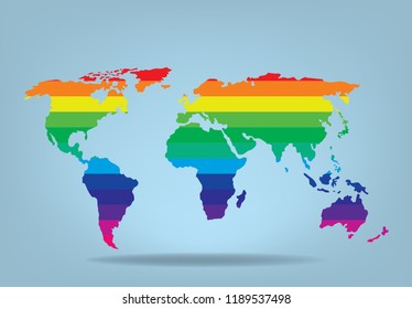 world map rainbow colors, vector eps 10.