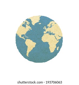 world map recycled paper craft stick