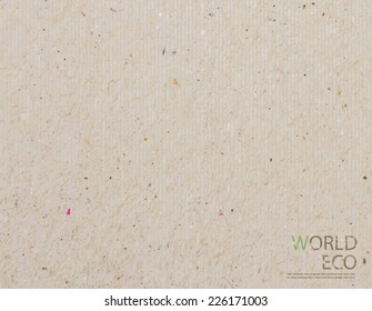 World Map Recycled Paper Craft Stick On White Background