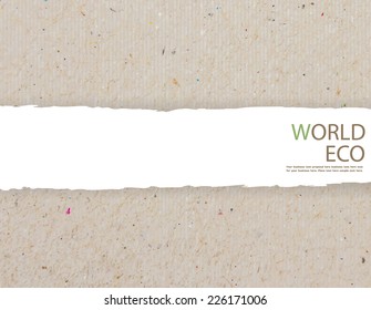 World Map Recycled Paper Craft Stick On White Background