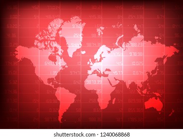World map with red stock board