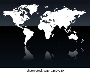 World Map with reflections