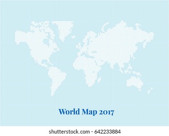 World map represented by Blue Bitmap in creamy background. Vector template for description of anything worldwide, design, cover, annual reports.