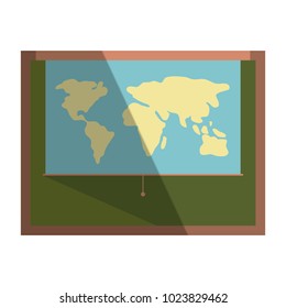 world map roller in chalkboard