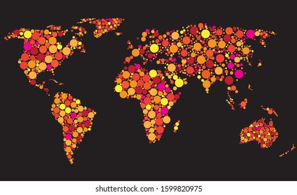 World map with round circles