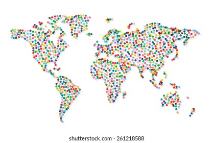 World map round dots. Vector 