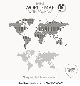 World map with rounds for infographics. Vector illustration. 