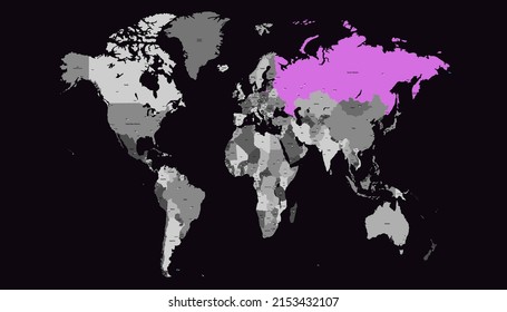 World map. Map of Russia. Russian federation.	