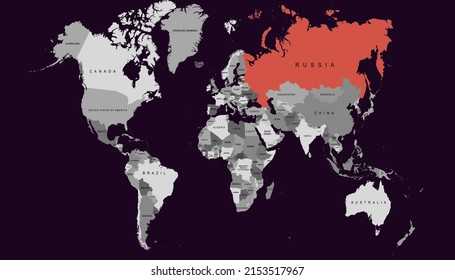 World map. Map of Russia. Russian federation.	