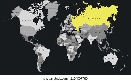 Weltkarte. Karte von Russland. Russische Föderation.	
