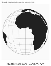 World Map. Satellite (tilted perspective) projection. Solid style. High Detail World map for infographics, education, reports, presentations. Vector illustration.
