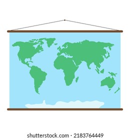 World Map School-Wandposter, einfache Umrissgrafik, Vektorgrafik, Zubehör für Geografie-Klassenzimmer, flache Darstellung der Erde